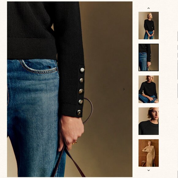 Sezane Classic Black Sami Jumper Rib Knit Sweater Organic Cotton and Merino Wool - Picture 2 of 8